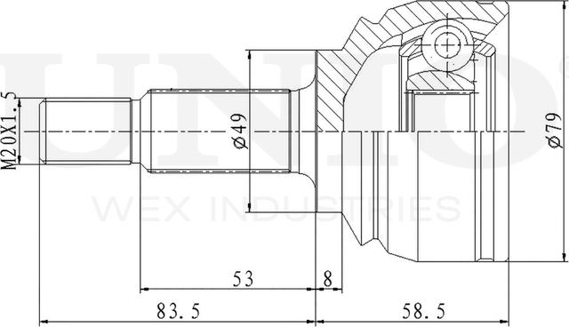 ШРУС наружный (Unio). Артикул CVJ-20275
