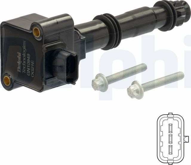Катушка зажигания Delphi для Porsche 911 V (996) 1997-2005. Артикул GN10949-12B1