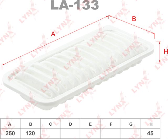Воздушный фильтр LYNXauto для Toyota Yaris Verso 1999-2005. Артикул LA-133