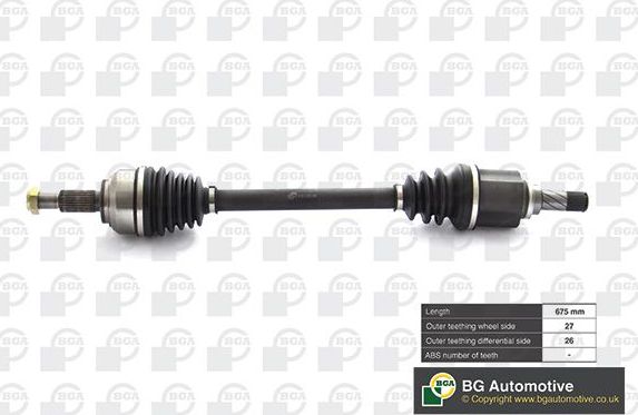 Полуось (привод в сборе, приводной вал) BGA передняя левая для Renault Kangoo II 2008-2026. Артикул DS7354L