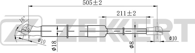 Амортизатор (упор) багажника Zekkert задний для Peugeot 207 I 2006-2015. Артикул GF-2569