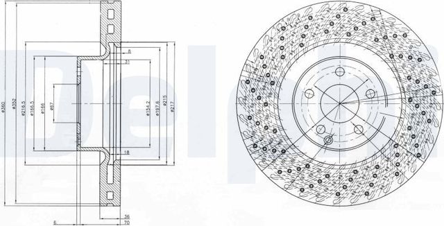 Тормозной диск Delphi передний для Mercedes-Benz S-Класс IV (W220) 2001-2006. Артикул BG9879