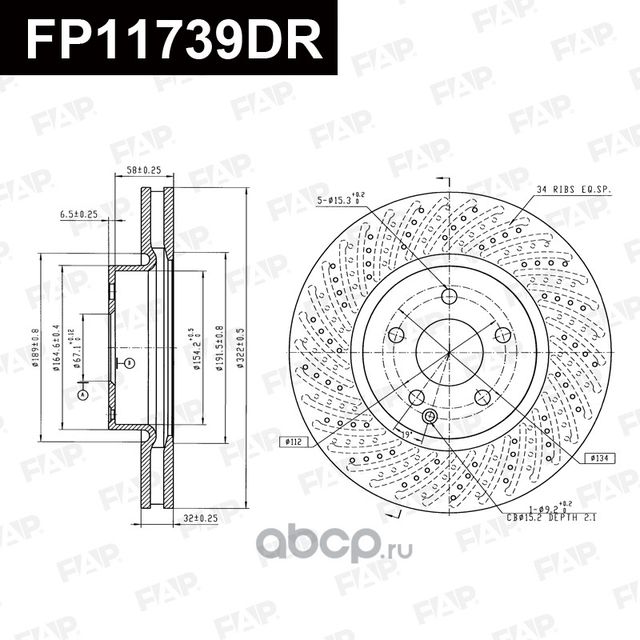 Диск тормозной передний (FAP). Артикул FP11739DR