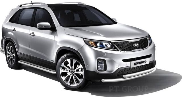 Защита PT Group переднего бампера двойная d63/51 (НПС) для Kia Sorento III (Prime) до рестайлинга 2014-2017. Артикул 06020103