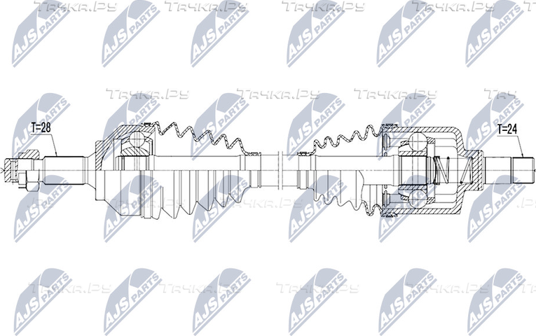 Полуось (привод в сборе, приводной вал) NTY для Peugeot 508 I 2010-2018. Артикул NPW-PE-027