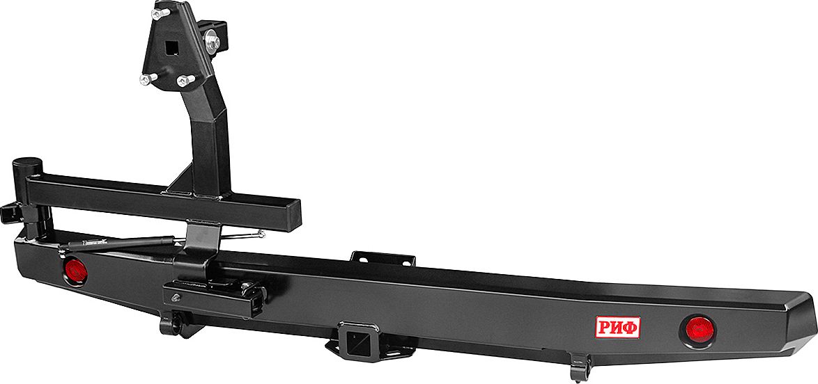 Бампер силовой РИФ задний с квадратом под фаркоп, калиткой (слева) и фонарями, лифт 65 мм для УАЗ Буханка 3741, 3909, 2206, 3962 1990-2026. Артикул RIF452-22125-L