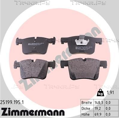 Тормозные колодки Zimmermann передние для BMW X4 I (F26) 2014-2018. Артикул 25199.195.1