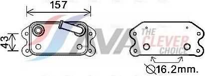 Радиатор масляный (маслоохладитель) для двигателя AVA (алюминий). Артикул VO3168