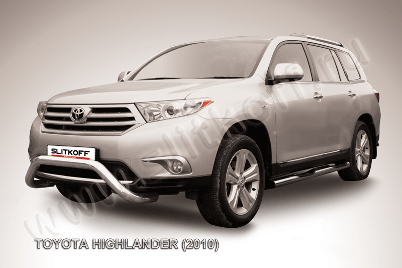 Кенгурятник Slitkoff d76 низкий мини для Toyota Highlander II 2010-2014. Артикул THI001