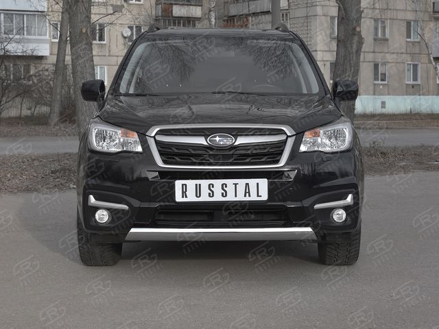 Защита RusStal переднего бампера d75х42 (дуга) для Subaru Forester IV рестайлинг 2 2016-2018. Артикул SUFZ-003344