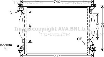 Радиатор охлаждения двигателя AVA. Артикул AI2204
