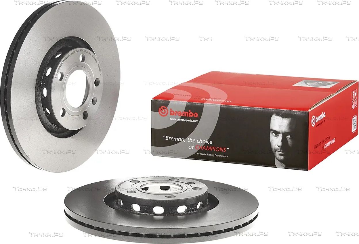 Тормозной диск Brembo PRIME LINE - UV Coated передний для Skoda Superb I 2001-2008. Артикул 09.8690.11