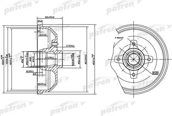 Тормозной барабан Patron задний для Chevrolet Corsa 1994-2002. Артикул PDR1115