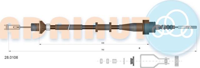 Трос сцепления Adriauto для Nissan Primera P10 1990-1996. Артикул 28.0106