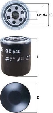 Масляный фильтр Mahle для Kia Bongo IV 2003-2026. Артикул OC 540