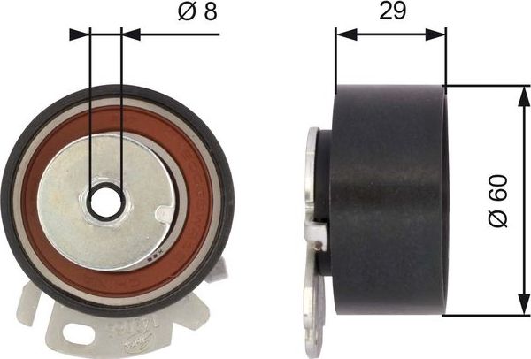 Натяжной ролик (натяжитель) ремня ГРМ Gates PowerGrip®. Артикул T43068