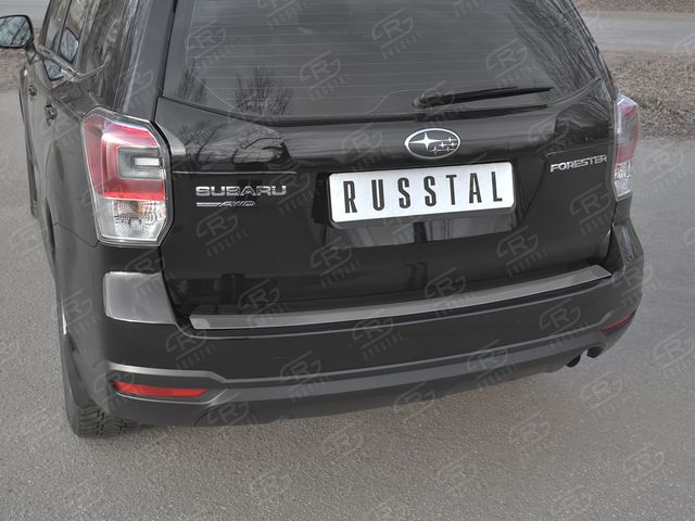 Накладка RusStal на задний бампер (лист нерж зеркальный) для Subaru Forester IV рестайлинг (SJ) 2016-2018. Артикул SUFN-003352