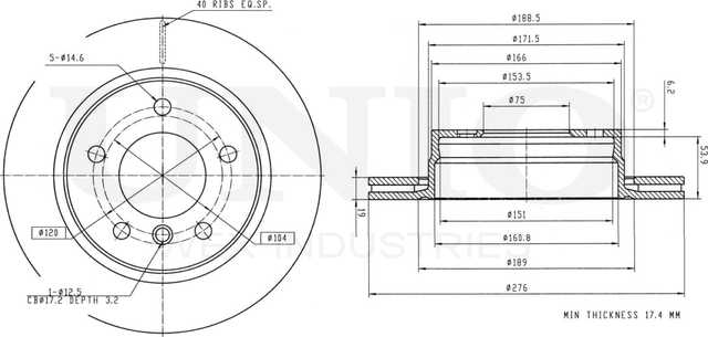 Диск тормозной (Unio). Артикул BRD-20395