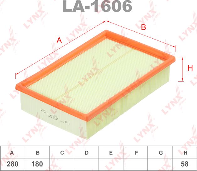 Воздушный фильтр LYNXauto. Артикул LA-1606