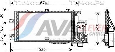Радиатор кондиционера (конденсатор) AVA (алюминий). Артикул OLA5310D