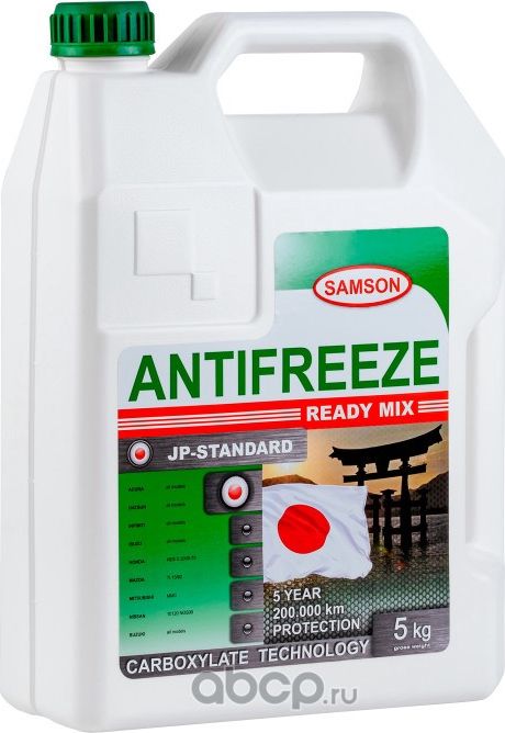 Антифриз, готовый раствор JAPAN-Standard зелёный -37°C, 5кг (Samson). Артикул 803283