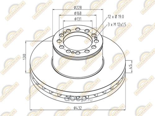 Диск тормозной MAN 433*45*130 (о.н.81508030040) (Sonder). Артикул 160050073