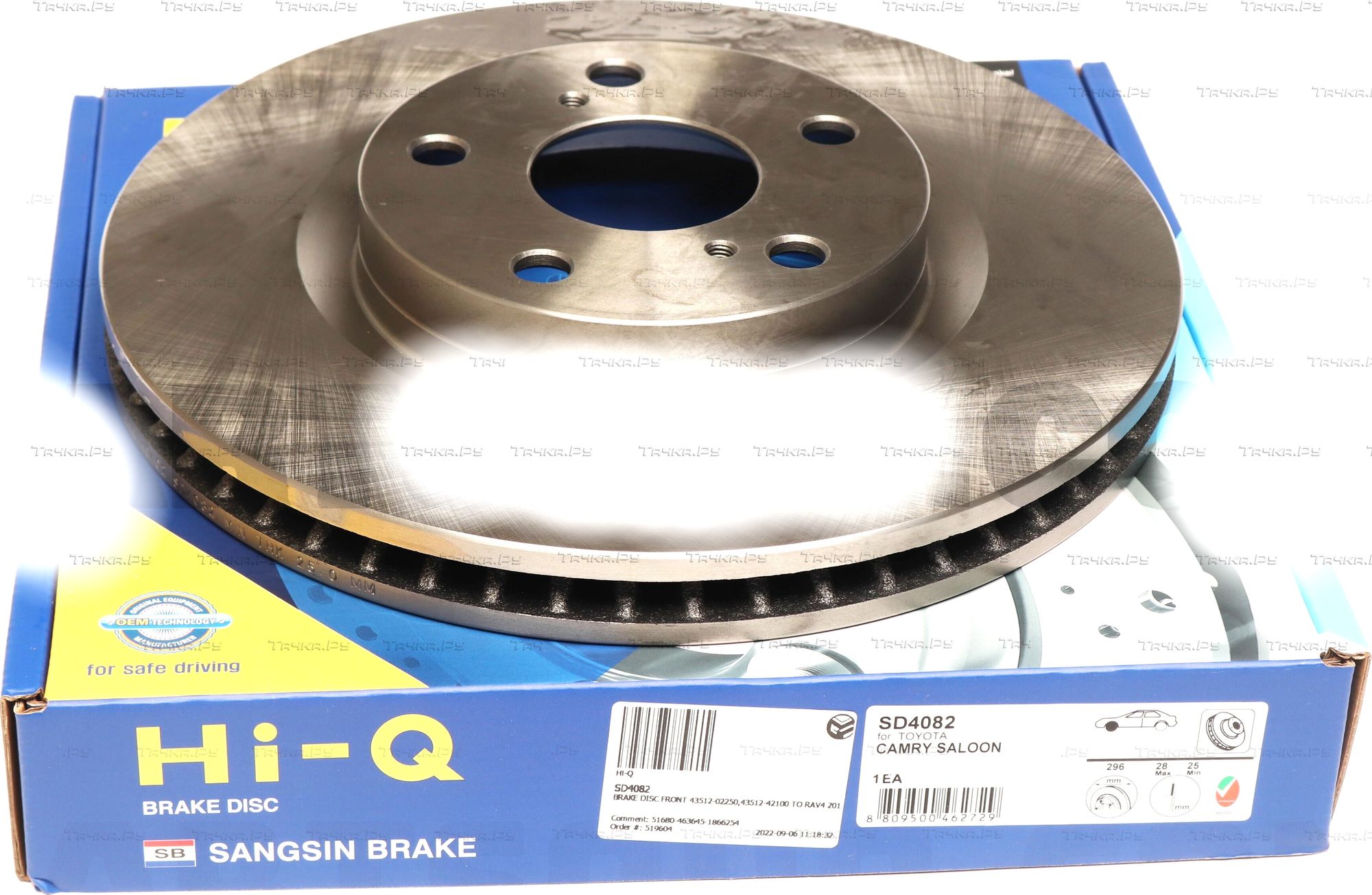 Тормозной диск Sangsin Hi-Q передний для Toyota RAV4 III (XA30) 2005-2013. Артикул SD4082