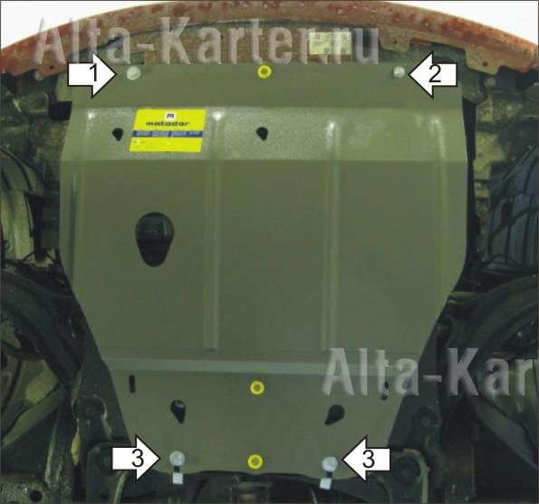 Защита Мотодор для двигателя, КПП Nissan Micra K12 2002-2010. Артикул 01419