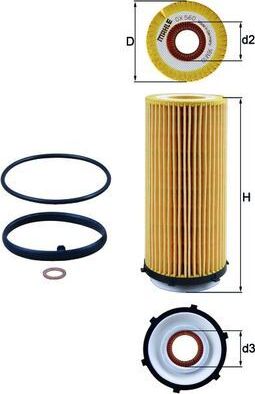 Масляный фильтр Mahle-Knecht для BMW 5 VI (F10/F11/F07) 2009-2017. Артикул OX 560D