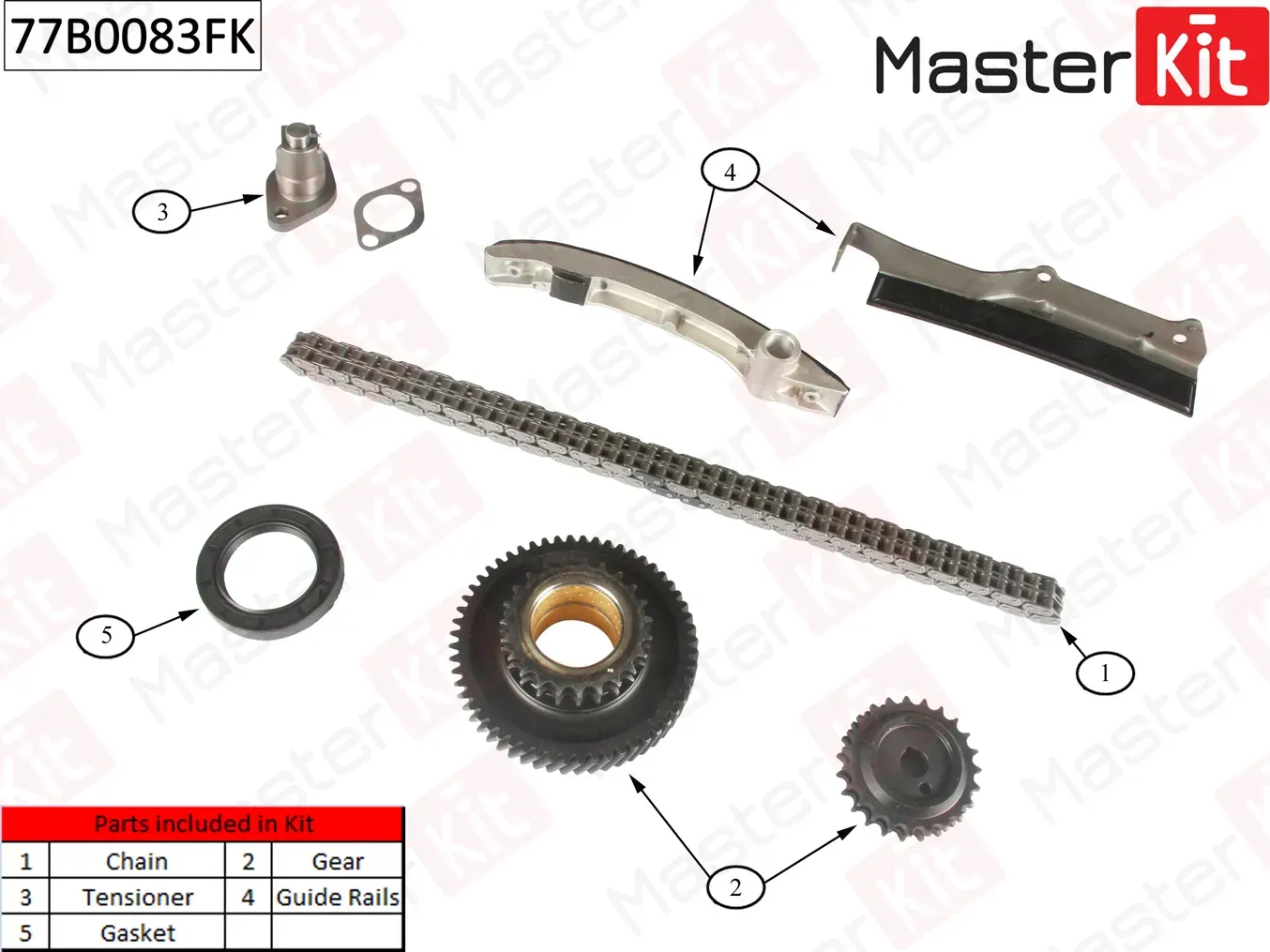 Комплект цепи ГРМ MITSUBISHI PAJERO II 2.8TD 4M40-T 1994 (Master KIT). Артикул 77B0083FK