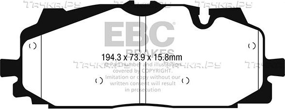 Тормозные колодки EBC Brakes передние для Audi Q7 II (4M) 2015-2026. Артикул DP52277NDX