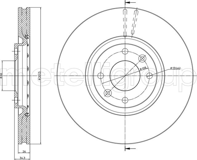 Тормозной диск Metelli. Артикул 23-0985C