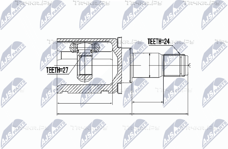 Шрус внутренний (граната) NTY передний левый для Toyota Alphard I 2003-2008. Артикул NPW-TY-037