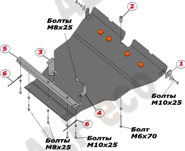 Защита алюминиевая Alfeco для картера и КПП Nissan Sunny B14 4WD 1994-1998. Артикул ALF.15.36 AL4
