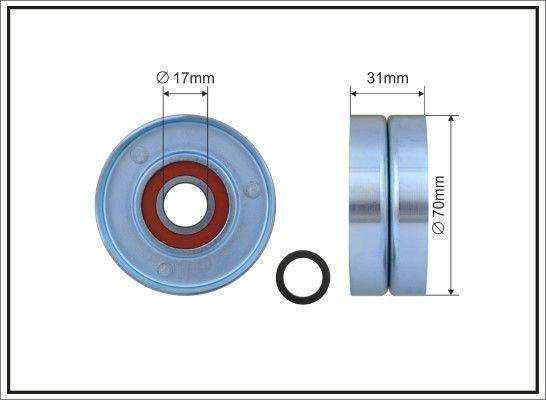 Натяжной ролик (натяжитель) приводного поликлинового ремня Caffaro (Металл). Артикул 500155