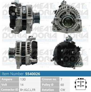 Генератор Meat & Doria для Honda Accord VIII 2008-2015. Артикул 5540026