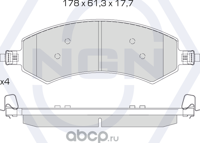 Колодки тормозные керамические, передние (NGN). Артикул 3502238