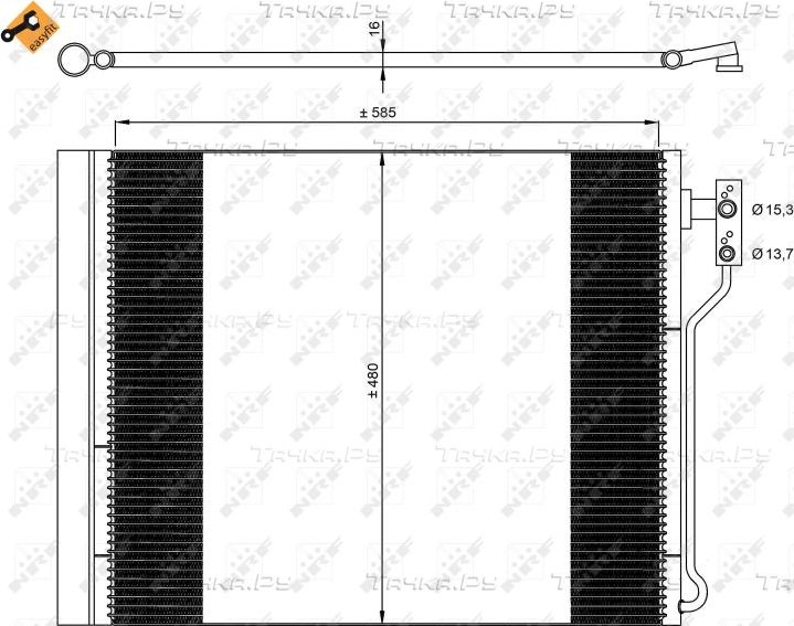 Радиатор кондиционера (конденсатор) NRF (алюминий). Артикул 35971