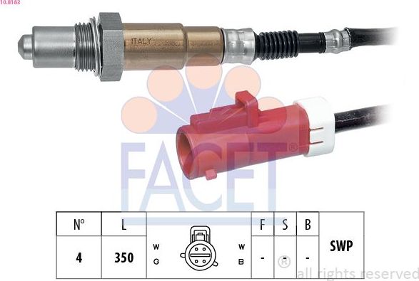 Лямбда-зонд (кислородный датчик) Facet Made in Italy - OE Equivalent. Артикул 10.8183