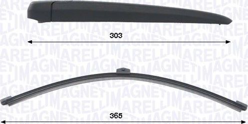 Поводок (рычаг) и щетка стеклоочистителя (дворника) Magneti Marelli. Артикул 000723180459