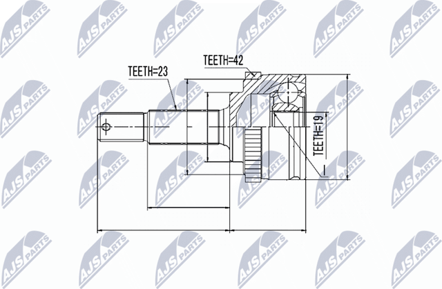 Шрус наружный (граната) NTY для Nissan Micra K11 1992-2003. Артикул NPZ-NS-039