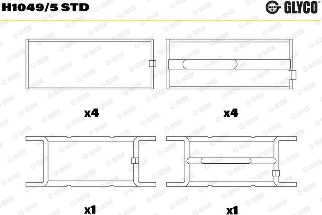 Вкладыши коренные Glyco для Renault Master I 1980-1992. Артикул H1049/5 STD