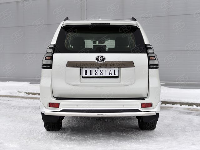 Защита RusStal заднего бампера d63 секции (укороченная) для Toyota Land Cruiser Prado 150 Black Onyx 2020-2026. Артикул LCPZ-003553