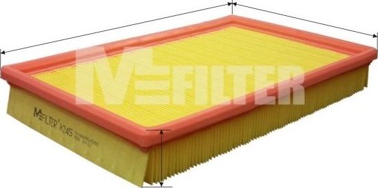 Воздушный фильтр MFilter для Opel Vectra A 1988-1995. Артикул K 245