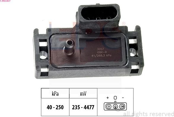 Датчик абсолютного давления (ДАД, MAP) EPS Made in Italy - OE Equivalent. Артикул 1.993.057