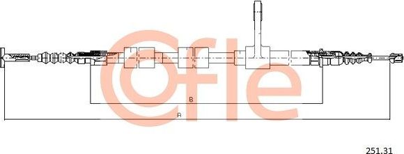 Трос ручника (тросик ручного тормоза) Cofle задний правый для Alfa Romeo GT 2003-2010. Артикул 92.251.31