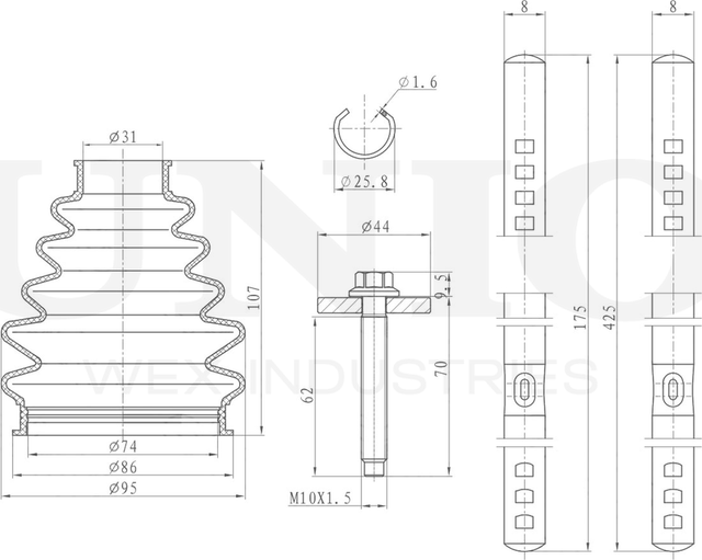 Пыльник ШРУС, комплект (Unio). Артикул DUC-30024K