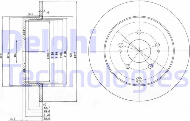 Тормозной диск Delphi задний для Mitsubishi Grandis 2004-2011. Артикул BG4035