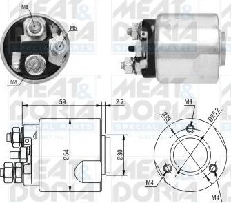 Втягивающее реле стартера Meat & Doria. Артикул 46170