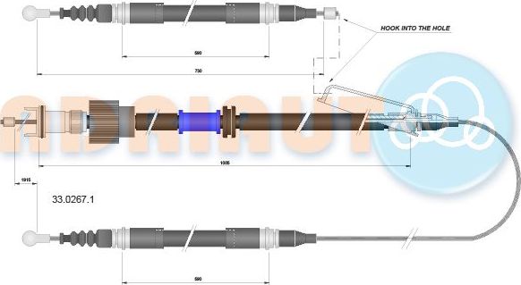 Трос ручника (тросик ручного тормоза) Adriauto. Артикул 33.0267.1